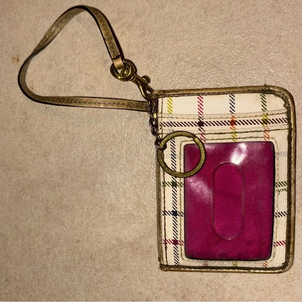 Coach Multicolor Plaid Wristlet Wallet Id Mini